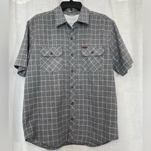 Orvis Taupe Short Sleeve Plaid Men's Button Down Sz Med
